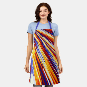 Blauw Oranje Geel Abstract Geometrische veren Schort