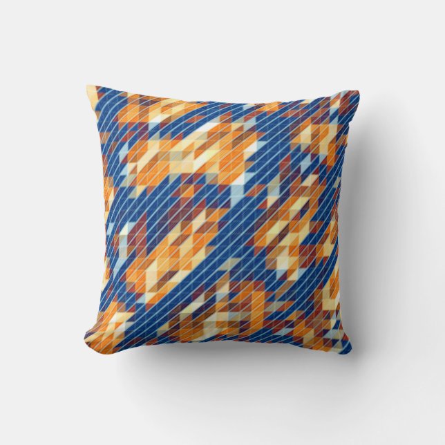 Blauw Oranje geel COOL-patroon Kussen (Voorkant)