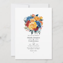 Blauw, Oranje, Geel en Rood Bloemensymbool Bruilof