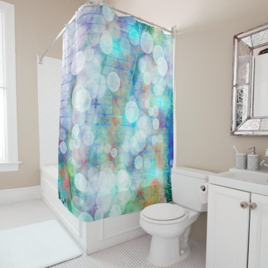 Blauw, Oranje, geel, wit Abstract kunstglas Co Douchegordijn (In situ)