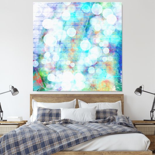 Blauw, Oranje, geel, witte Abstracte kunst Canvas Afdruk (Insitu (Slaapkamer))