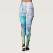 Blauw, Oranje, geel, witte Abstracte kunst Leggings (Achterkant)