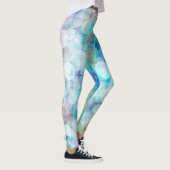 Blauw, Oranje, geel, witte Abstracte kunst Leggings (Rechts)