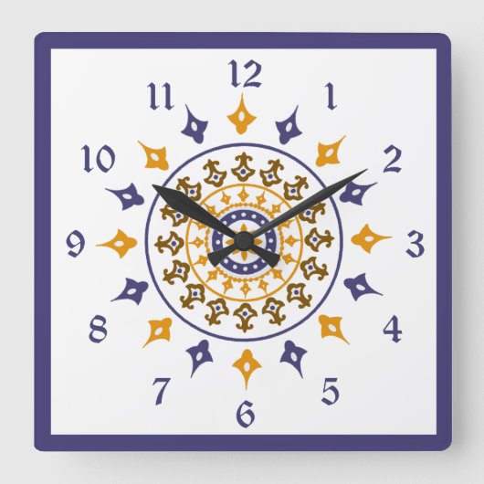 blauw Oranje Genummerde wandklok (Voorkant)