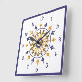 blauw Oranje Genummerde wandklok (Hoek)