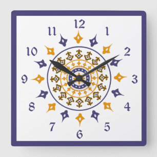 blauw Oranje Genummerde wandklok