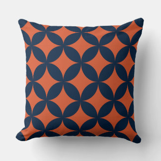 Blauw Oranje Geometrie Patroon  Kussen