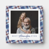 Blauw Oranje geplakt beste opa ooit plaque Fotoplaat (Voorkant)