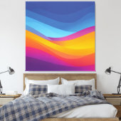 Blauw Oranje Golf Laagjes Canvas Afdruk (Insitu (Slaapkamer))
