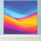 Blauw Oranje Golf Laagjes Canvas Afdruk (Insitu (Houten vloer))