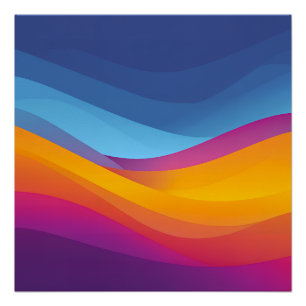 Blauw Oranje Golf Laagjes Perfect Poster
