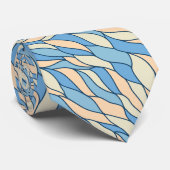 Blauw Oranje golfpatroon Stropdas (Opgerold)