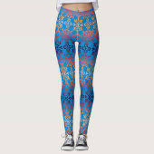 Blauw Oranje Gradiënt Damast  Leggings (Voorkant)