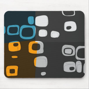 Blauw, Oranje, grijs Retro Abstracte kunst Muismat