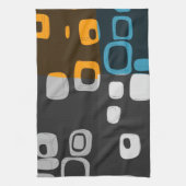 Blauw, Oranje, grijs Retro Abstracte kunst Theedoek (Verticaal)