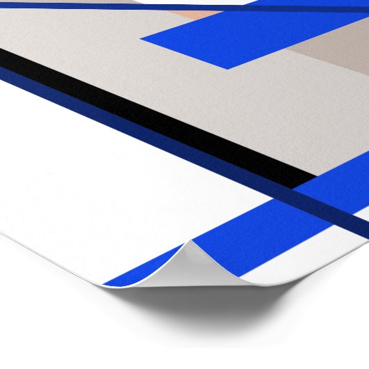 Blauw Oranje grijs wit MCM Abstract Poster (Hoek)