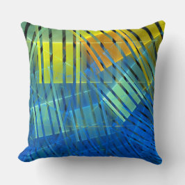 Blauw oranje groen breukpatroon kussen