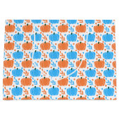 Blauw Oranje Herfst pompoen laat een patroon met g Groot Cadeauzakje (Voorkant)