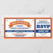 Blauw & Oranje Honkbal Allstar Ticket Verjaardag Kaart (Voorkant)
