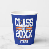 Blauw|Oranje jaar Papieren Bekers (Voorkant)