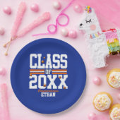 Blauw|Oranje jaar Papieren Bordje (Feest)