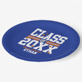 Blauw|Oranje jaar Papieren Bordje (Gekanteld)