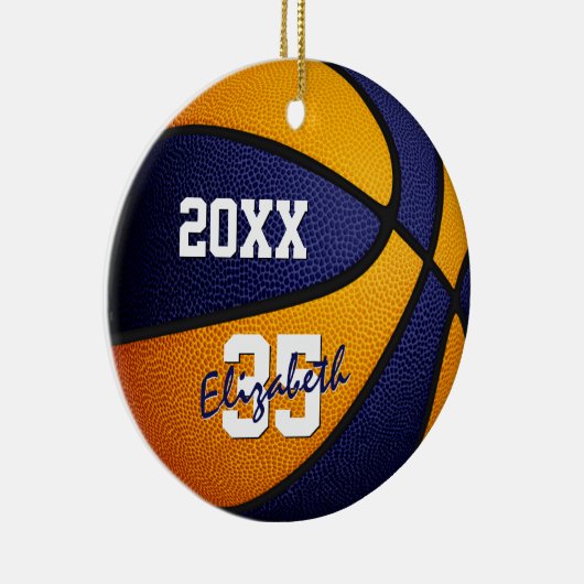 blauw oranje jongens : basketbal keramisch ornament (Rechts)