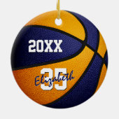 blauw oranje jongens : basketbal keramisch ornament (Achterkant)