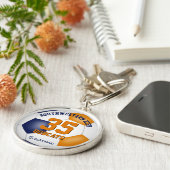 blauw - oranje jongens noemen jersey number soccer sleutelhanger (Zijkant)