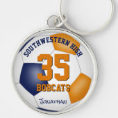 blauw - oranje jongens noemen jersey number soccer sleutelhanger (Voorkant)