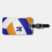blauw oranje jongens volleybal bagagelabel (Voorkant horizontaal)