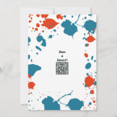 Blauw Oranje Kinder art 9e verjaardag uitnodiging (Achterkant)