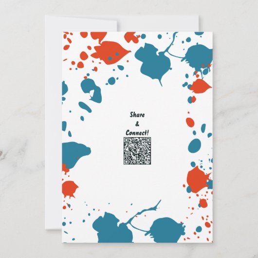 Blauw Oranje Kinder art 9e verjaardag uitnodiging (Achterkant)