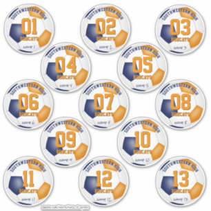 blauw oranje kinder voetbalteam kleuren van 13 sticker