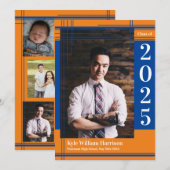 Blauw Oranje Kleur Afstuderen van de School Kaart (Voorkant / Achterkant)