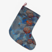 Blauw oranje kleurenbloempatroon digitale kunst grote kerstsok (Voorkant (Hangend))