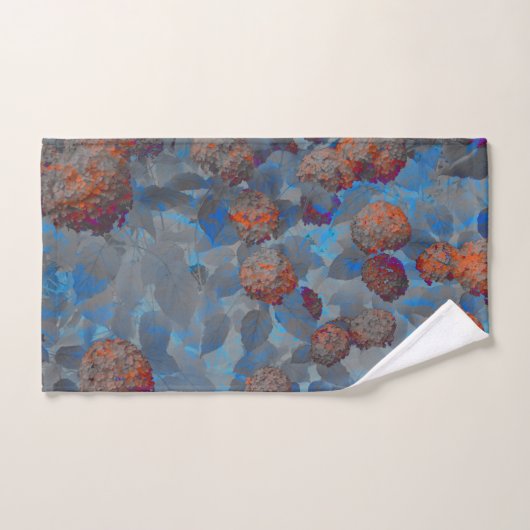 Blauw oranje kleurenbloempatroon digitale kunst handdoek (Handdoek)