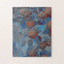 Blauw oranje kleurenbloempatroon digitale kunst