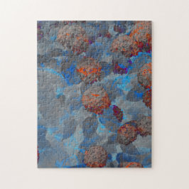 Blauw oranje kleurenbloempatroon digitale kunst legpuzzel