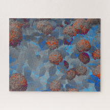 Blauw oranje kleurenbloempatroon digitale kunst