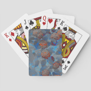 Blauw oranje kleurenbloempatroon digitale kunst pokerkaarten