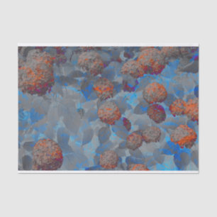 Blauw oranje kleurenbloempatroon digitale kunst tissuepapier