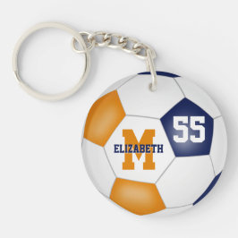 blauw oranje kleurt voetbalzakje label sleutelhanger