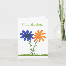 Blauw Oranje Madeliefjes Bloemen Bewaar de Datum N