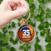 blauw oranje meisje sportteam naam basketbal sleutelhanger (Hand)