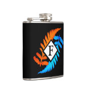 Blauw Oranje monogram met Japanse schildpadden Heupfles (Rechts)