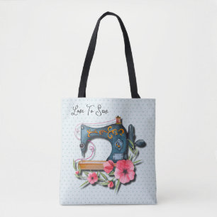 Blauw Oranje naaiwerk Tote Bag