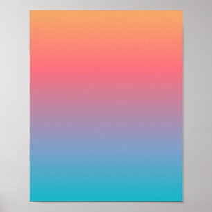 Blauw Oranje Ombre Poster