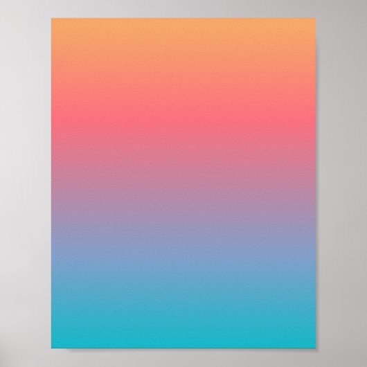 Blauw Oranje Ombre Poster (Voorkant)