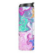 Blauw, Oranje, Paars en Blauwgroen kunstmonogram Thermosbeker (Gedraaid links)